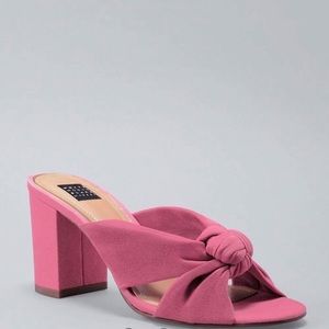 Gorgeous pink suede mules, NEW never worn, WHBM